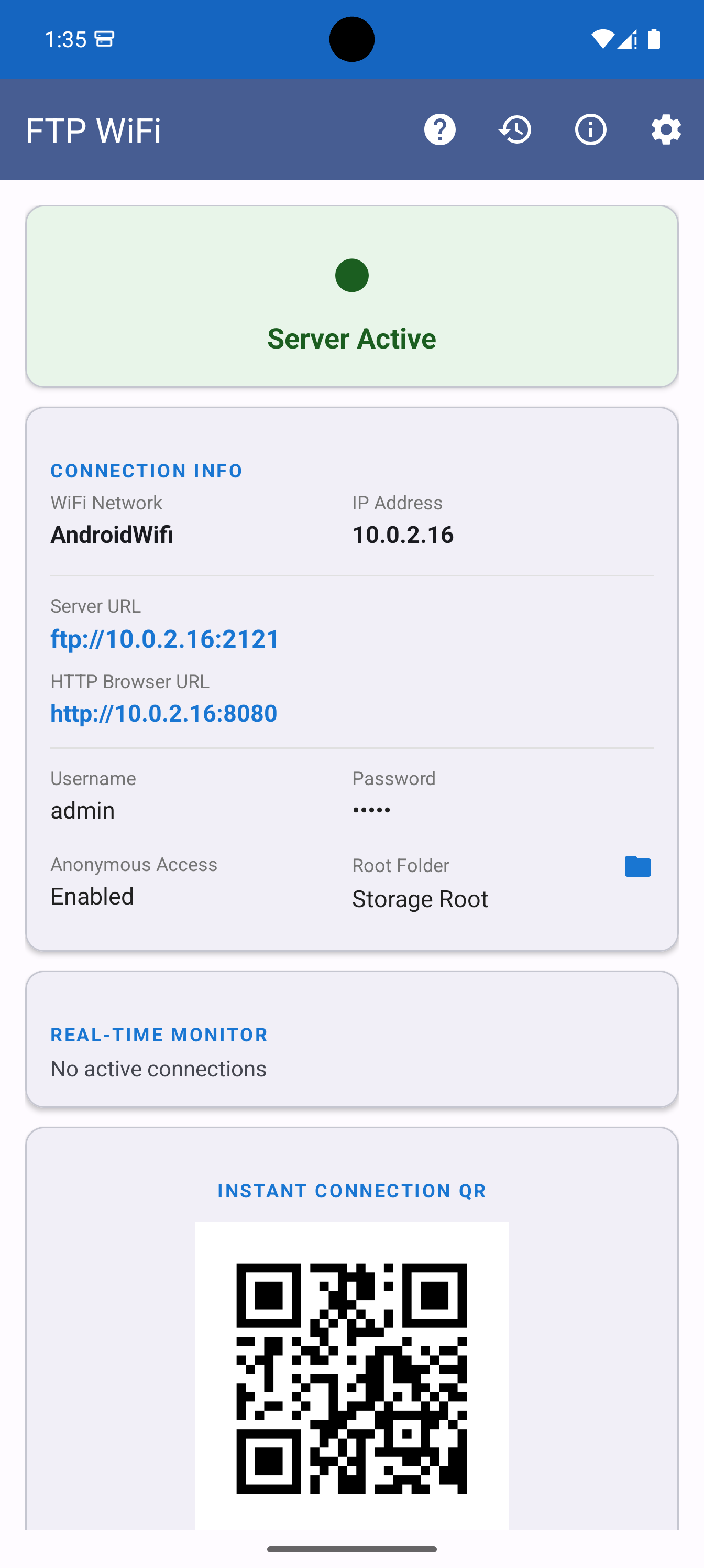 Server Active — HTTP Browser URL